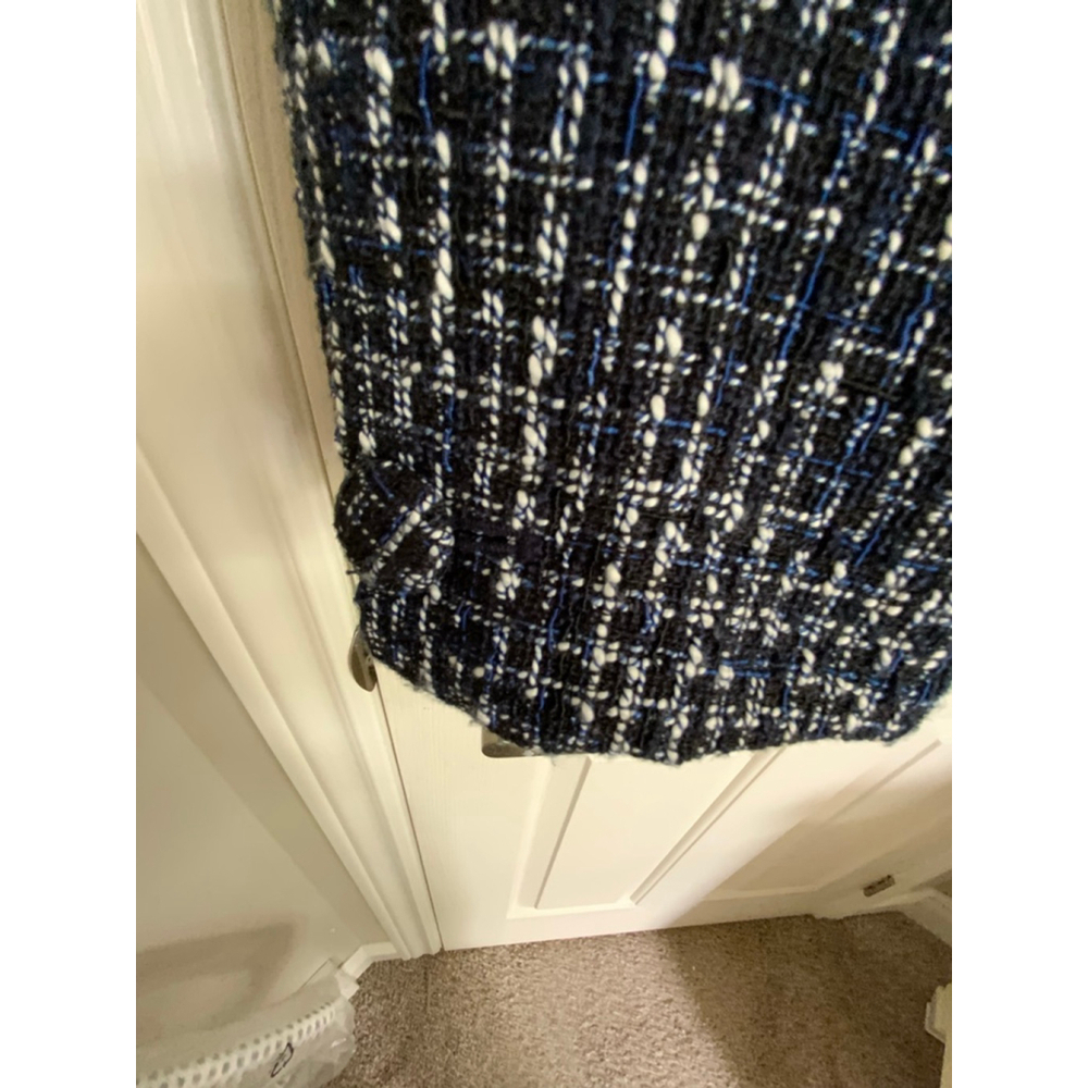 Babaton Navy Plaid Tweed Blazer Size 10 - Picture 9 of 12
